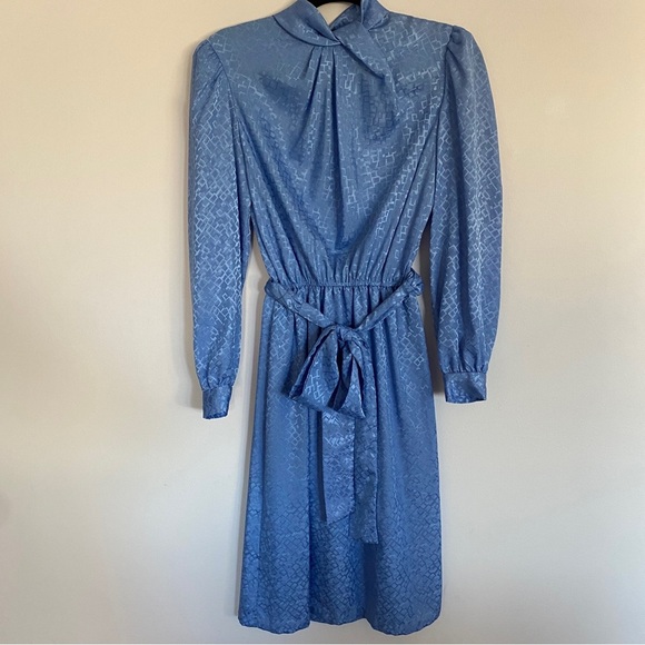 VINTAGE Hal Ferman Sky Blue Long Sleeve Dress - Picture 3 of 7